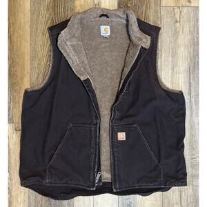 Carhartt V33-DKB Travis Scott Sherpa-Lined Full Zip Canvas Vest XL Tall